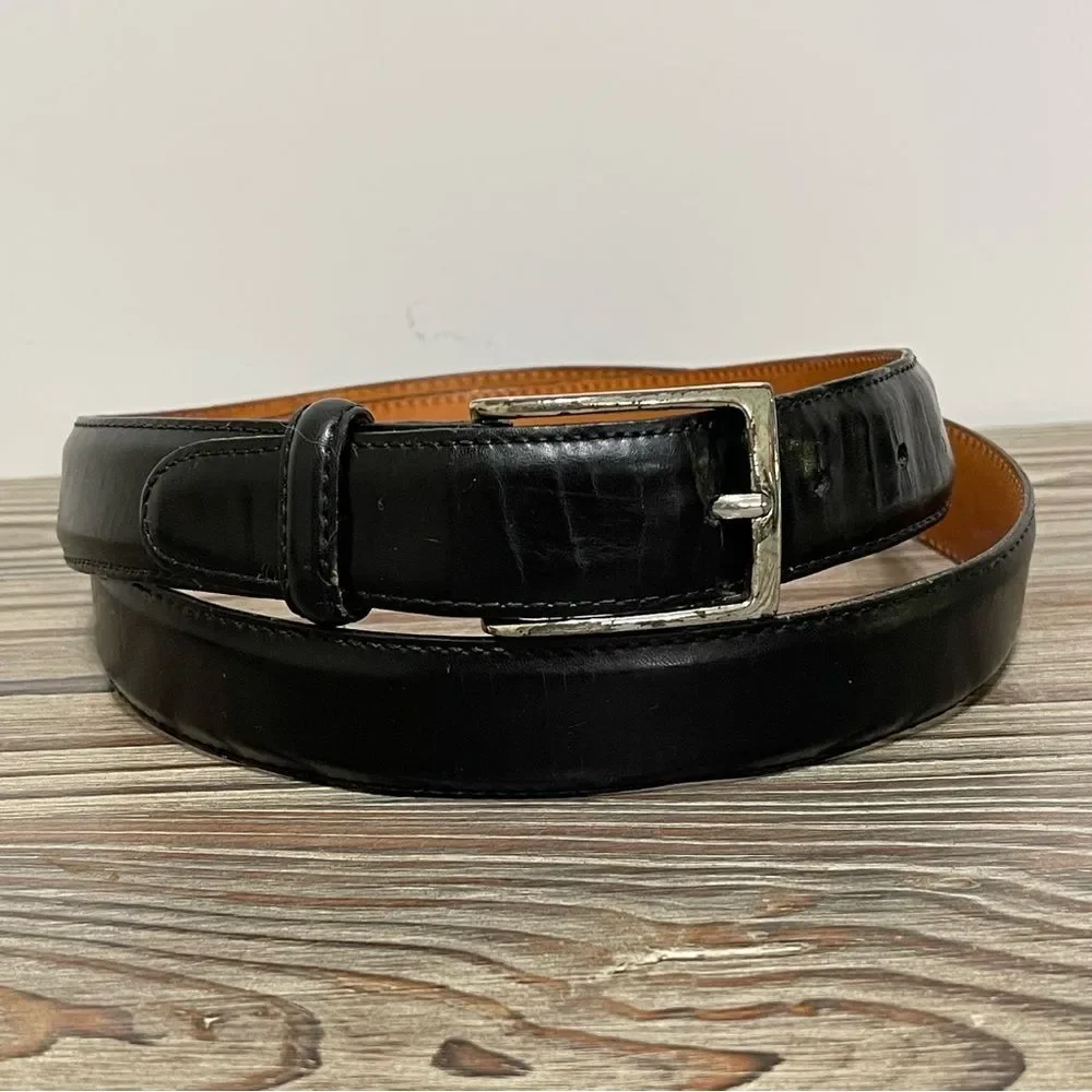 Vintage Martin Dingman Black Milled Finish Leather Belt Men 42 Hand Made in USA